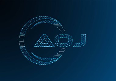 AOJ düşük poli harfli logo vektör tasarımı. AOJ düşük poli logo tasarımı. 