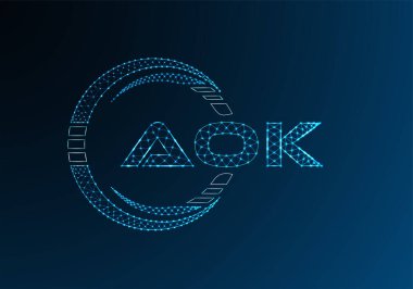 AOK düşük poli harfli logo vektör tasarımı. AOK düşük poli logo tasarımı. 