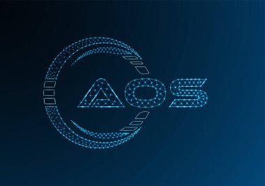 AOS düşük poli harfli logo vektör tasarımı. AOS düşük poli logo tasarımı. 
