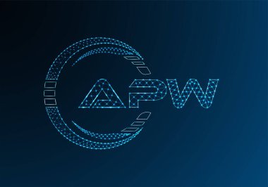 APW düşük poli harfli logo vektör tasarımı. APW düşük poli logo tasarımı. 