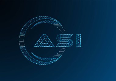 ASI düşük poli harfli logo vektör tasarımı. ASI düşük poli logo tasarımı. 