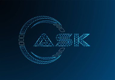 Düşük poli harfli logo vektör tasarımına sorun. ASK düşük poli logo tasarımı. 
