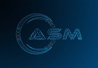 ASM düşük poli harfli logo vektör tasarımı. ASM düşük poli logo tasarımı. 
