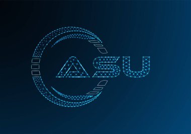 ASU düşük poli harfli logo vektör tasarımı. ASU düşük poli logo tasarımı. 