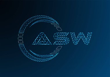 ASW düşük poli harfli logo vektör tasarımı. ASW düşük poli logo tasarımı. 
