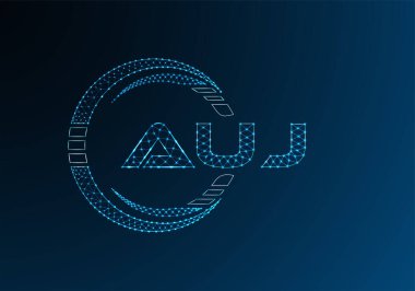 AUJ düşük poli harfli logo vektör tasarımı. AUJ düşük poli logo tasarımı. 