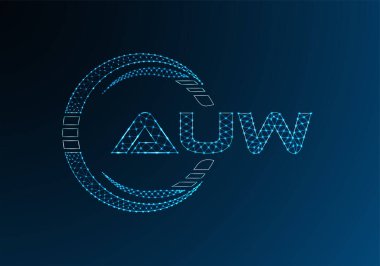 AUW düşük poli harfli logo vektör tasarımı. AUW düşük poli logo tasarımı. 