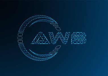 AWB düşük poli harfli logo vektör tasarımı. AWB düşük poli logo tasarımı. 