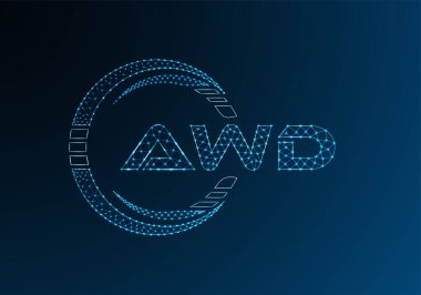 AWD düşük poli harfli logo vektör tasarımı. AWD düşük poli logo tasarımı. 