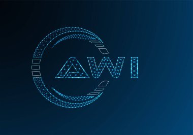 AWI düşük poli harfli logo vektör tasarımı. AWI düşük poli logo tasarımı. 
