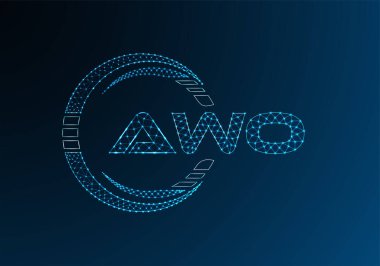 AWO düşük poli harfli logo vektör tasarımı. AWO düşük poli logo tasarımı. 