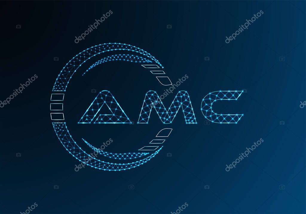 AMC low poly letter logo vector design. AMC lower poly logo design.