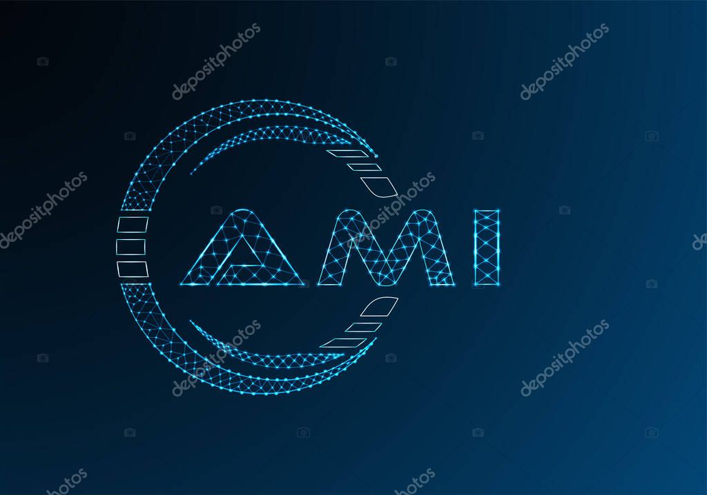 AMI low poly letter logo vector design. AMI lower poly logo design.