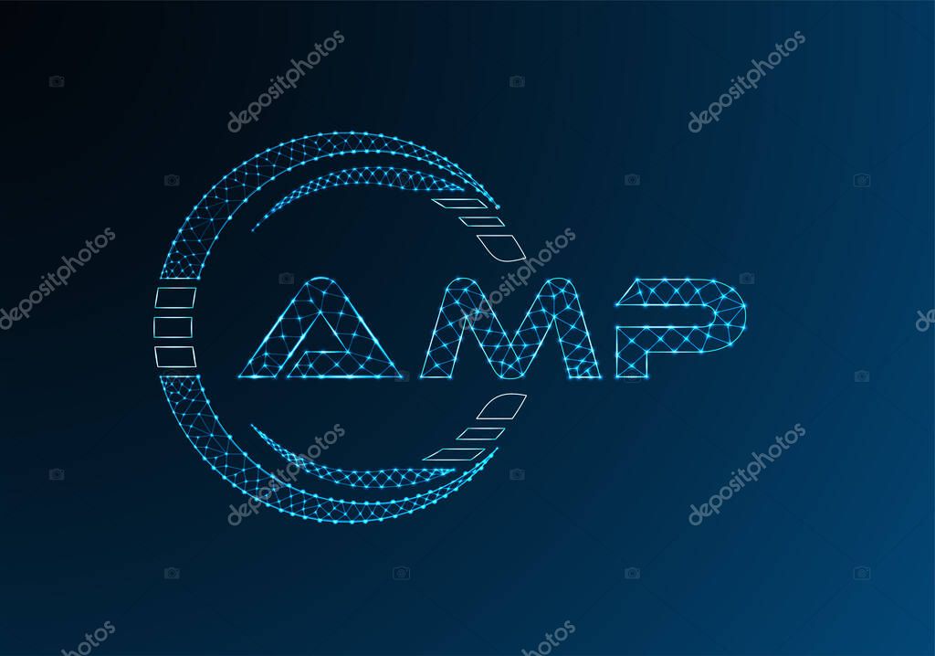 AMP low poly letter logo vector design. AMP lower poly logo design.