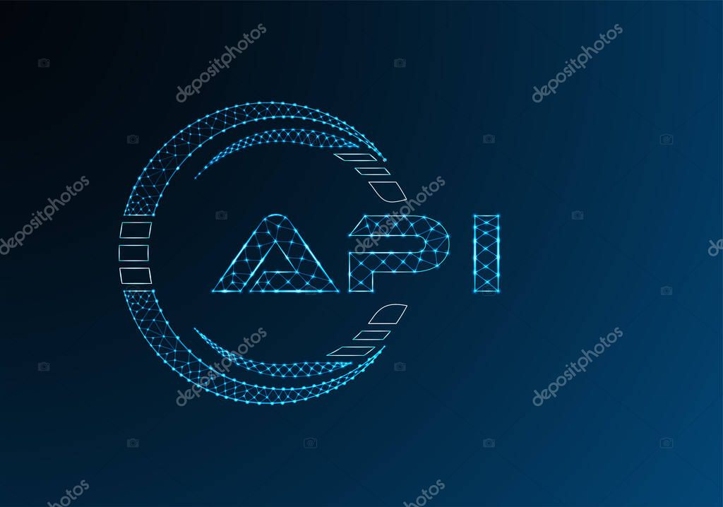 API low poly letter logo vector design. API lower poly logo design.
