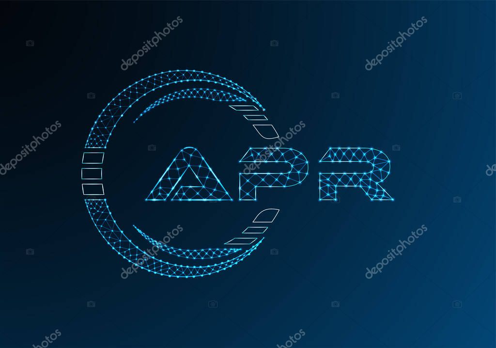 APR low poly letter logo vector design. APR lower poly logo design.