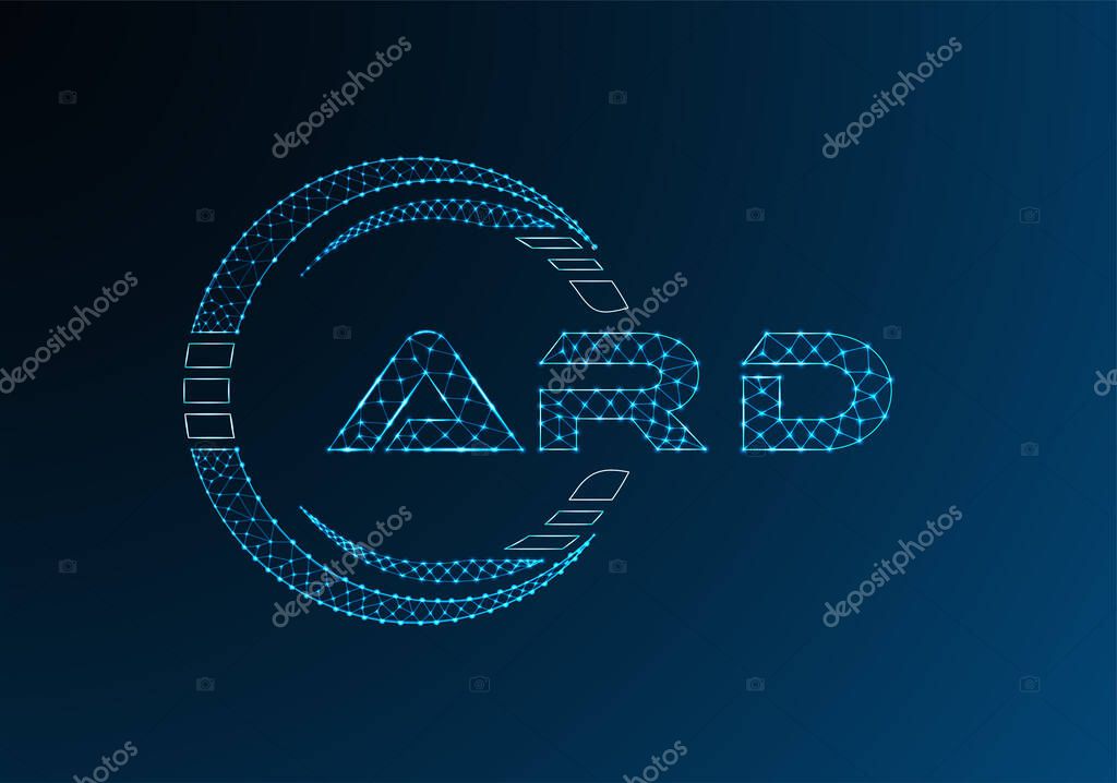 ARD low poly letter logo vector design. ARD lower poly logo design.