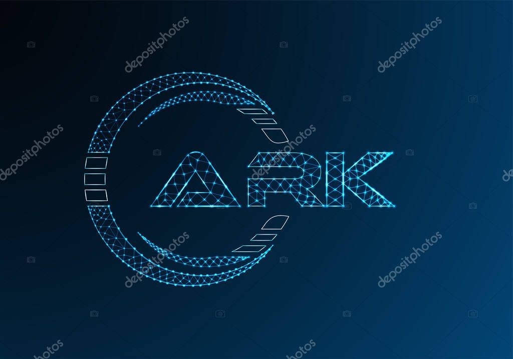 ARK low poly letter logo vector design. ARK lower poly logo design.
