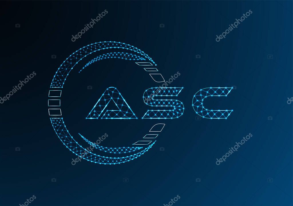ASC low poly letter logo vector design. ASC lower poly logo design.