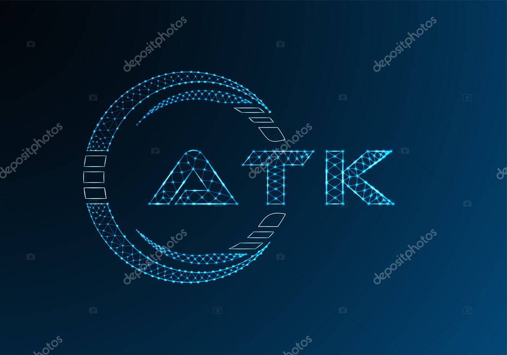 ATK low poly letter logo vector design. ATK lower poly logo design.