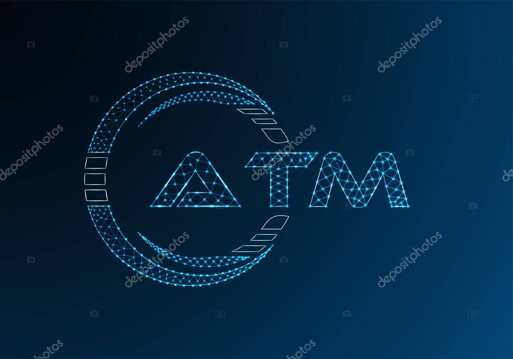 ATM low poly letter logo vector design. ATM lower poly logo design.
