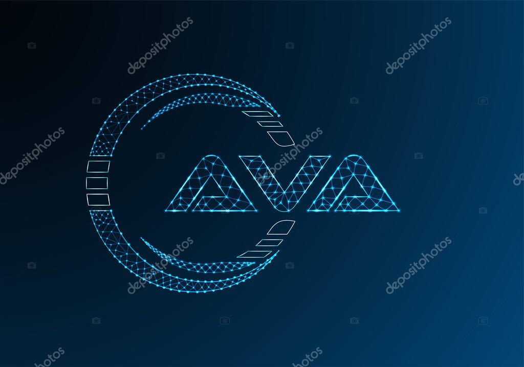 AVA low poly letter logo vector design. AVA lower poly logo design.