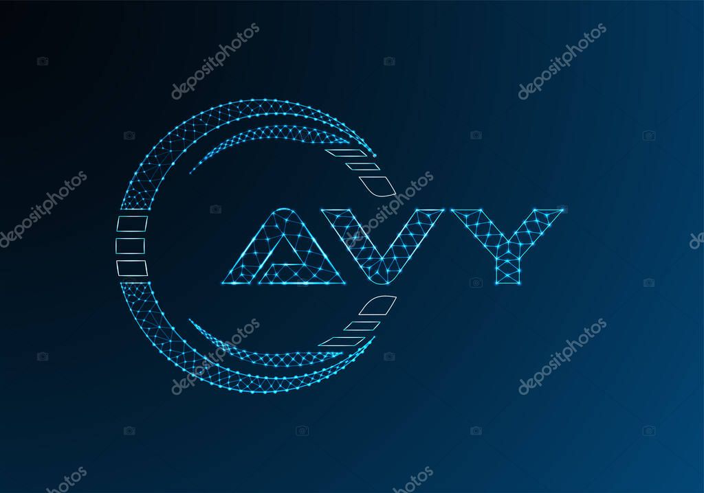 AVY low poly letter logo vector design. AVY lower poly logo design.