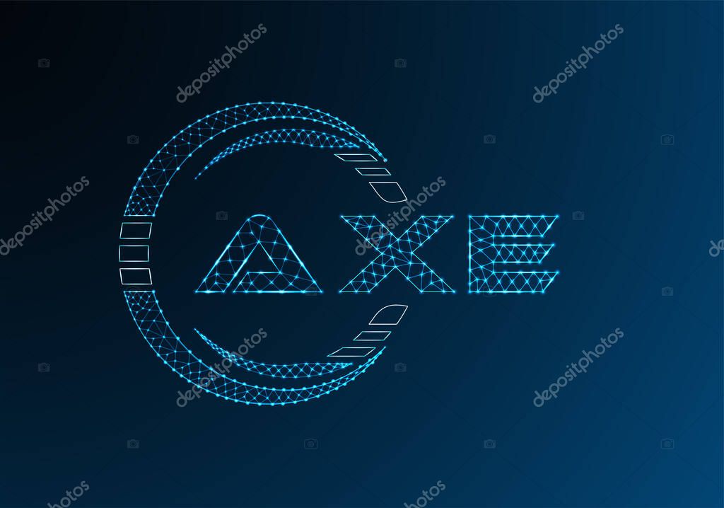 AXE low poly letter logo vector design. AXE lower poly logo design.