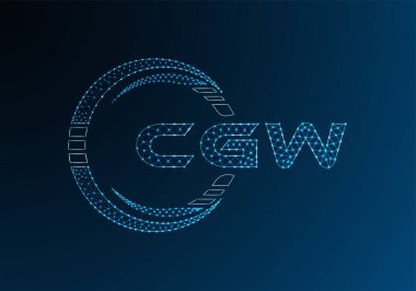 CGW düşük poli harfli logo vektör tasarımı. CGW düşük poli logo tasarımı. 