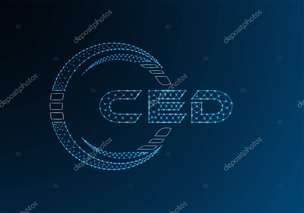 CED low poly letter logo vector design. CED lower poly logo design.