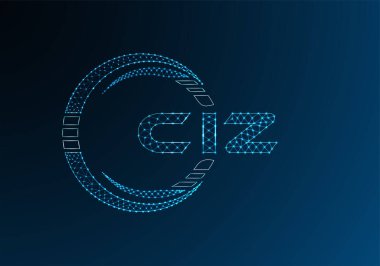 CIZ düşük poli harfli logo vektör tasarımı. CIZ düşük poli logo tasarımı. 