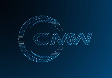 CMW düşük poli harfli logo vektör tasarımı. CMW düşük poli logo tasarımı. 