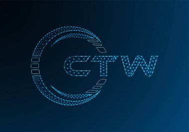 CTW düşük poli harfli logo vektör tasarımı. CTW düşük poli logo tasarımı. 