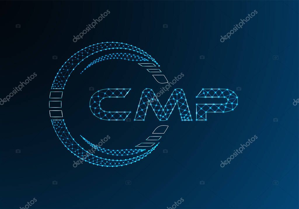 CMP low poly letter logo vector design. CMP lower poly logo design.
