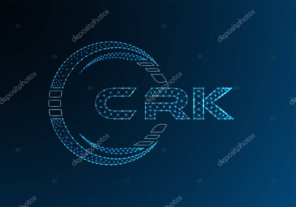 CRK low poly letter logo vector design. CRK lower poly logo design.