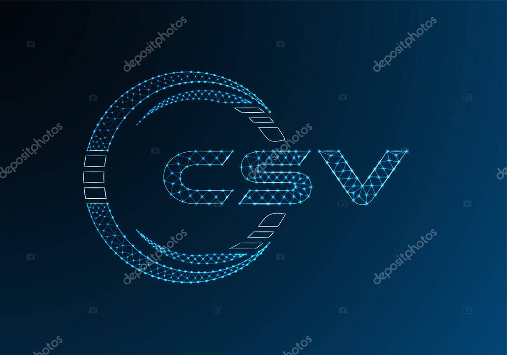 CSV low poly letter logo vector design. CSV lower poly logo design.