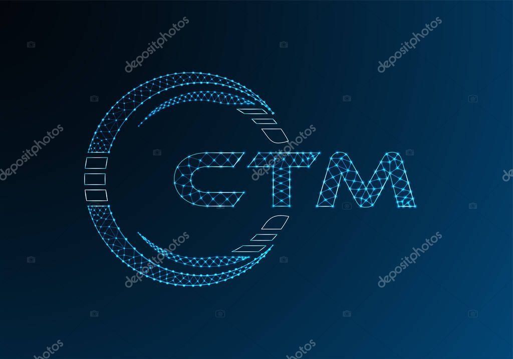 CTM low poly letter logo vector design. CTM lower poly logo design.