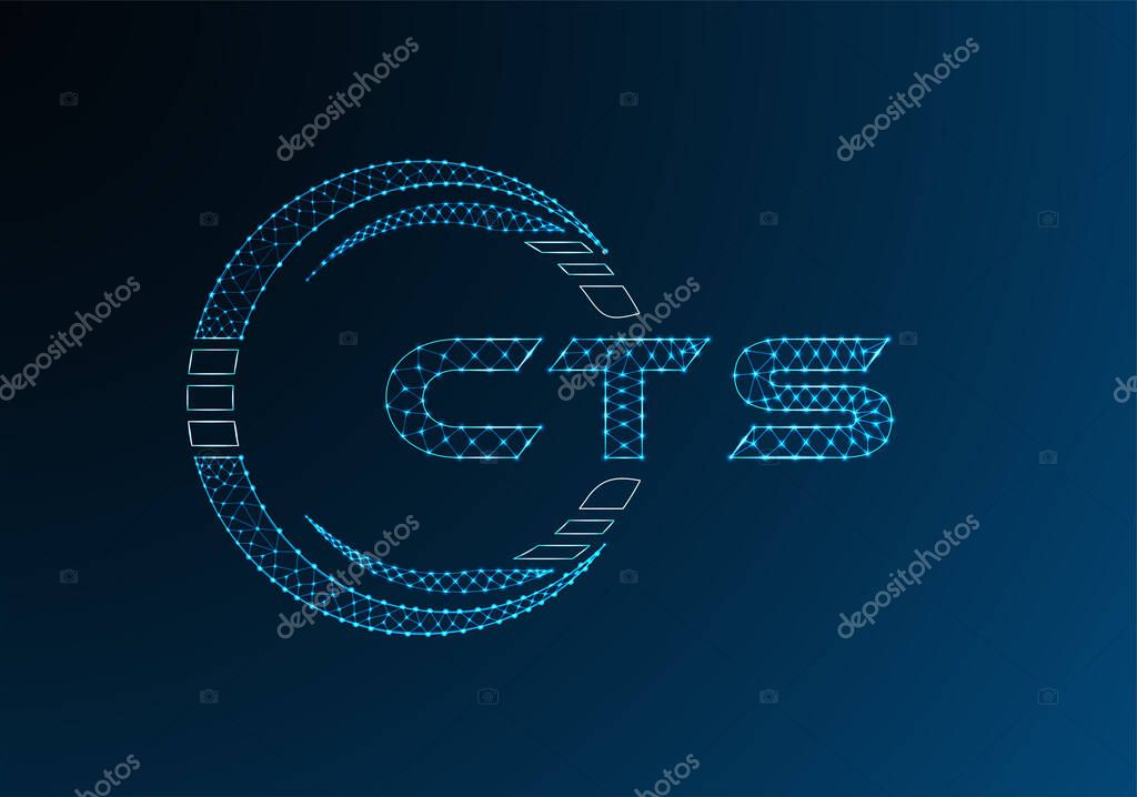 CTS low poly letter logo vector design. CTS lower poly logo design.