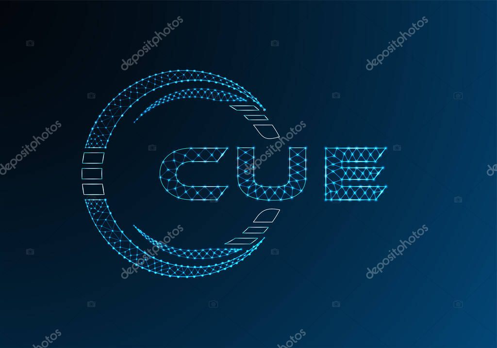 CUE low poly letter logo vector design. CUE lower poly logo design.