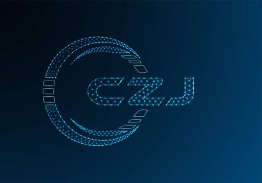 CZJ düşük poli harfli logo vektör tasarımı. CZJ düşük poli logo tasarımı. 