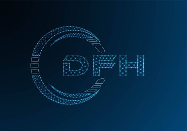 DFH düşük poli harfli logo vektör tasarımı. DFH düşük poli logo tasarımı. 