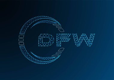 DFW düşük poli harfli logo vektör tasarımı. DFW düşük poli logo tasarımı. 