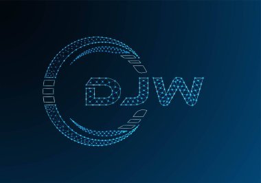 DJW düşük poli harfli logo vektör tasarımı. DJW düşük poli logo tasarımı. 