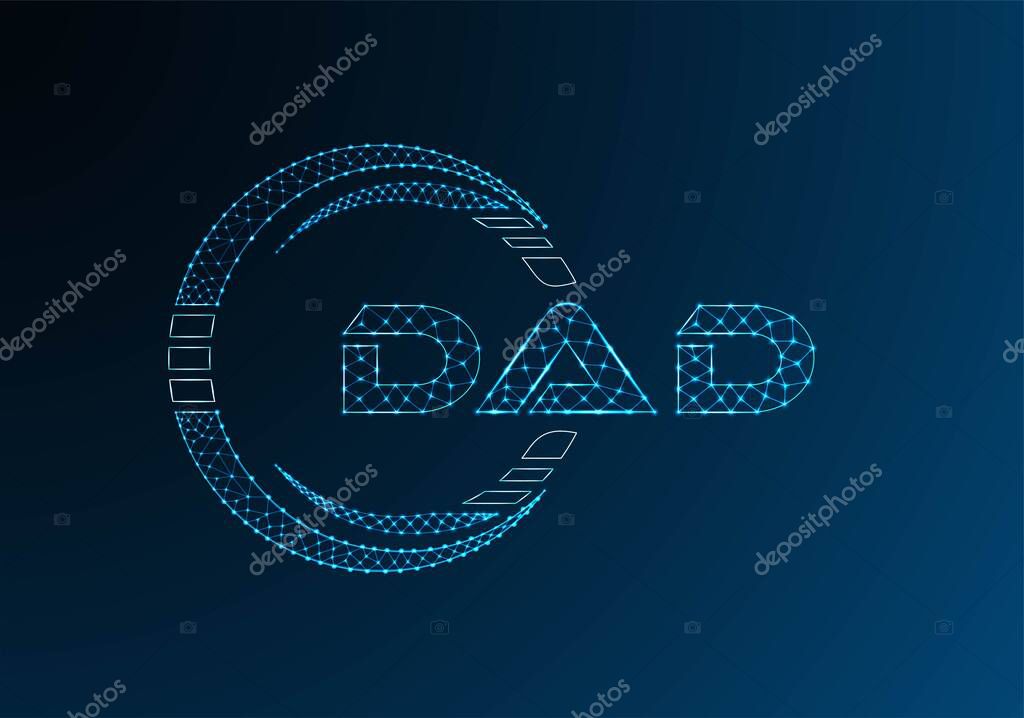 DAD low poly letter logo vector design. DAD lower poly logo design.