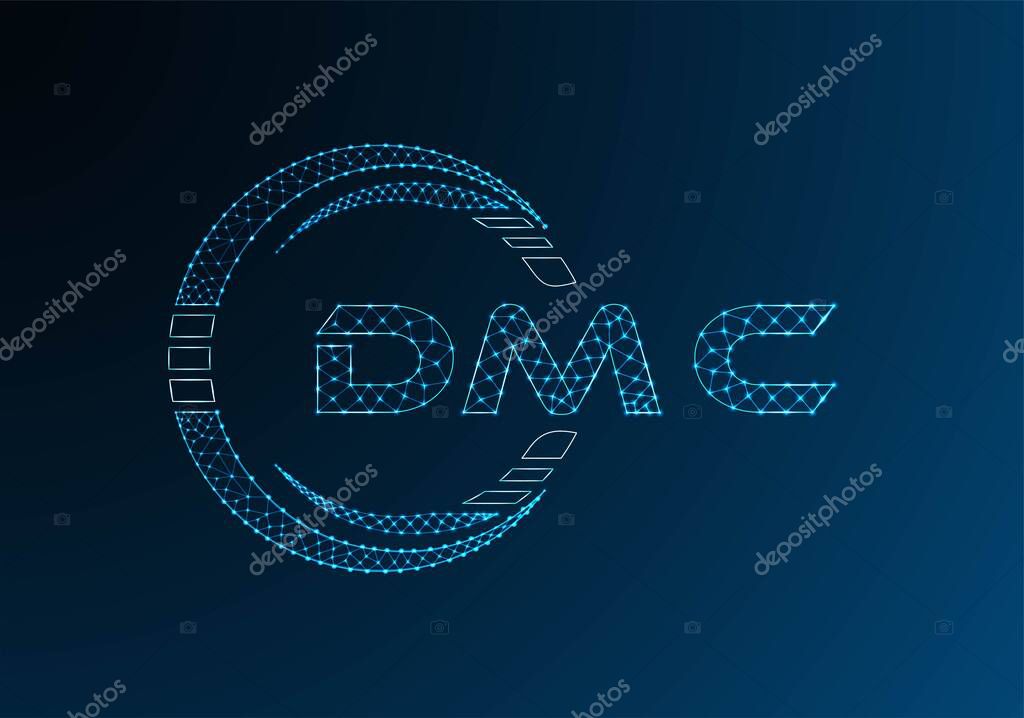DMC low poly letter logo vector design. DMC lower poly logo design.