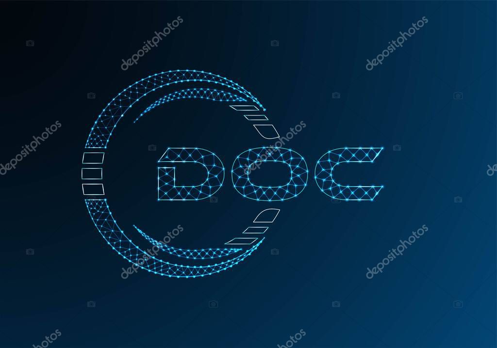 DOC low poly letter logo vector design. DOC lower poly logo design.