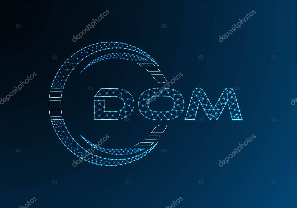 DOM low poly letter logo vector design. DOM lower poly logo design.