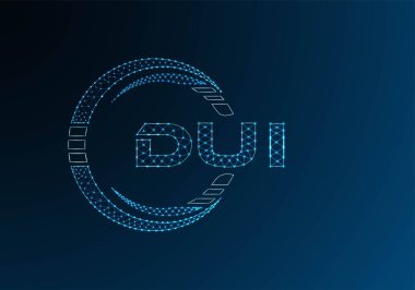 DUI düşük poli harfli logo vektör tasarımı. DUI düşük poli logo tasarımı. 