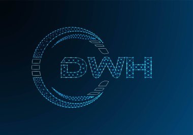 DWH düşük poli harfli logo vektör tasarımı. DWH düşük poli logo tasarımı. 