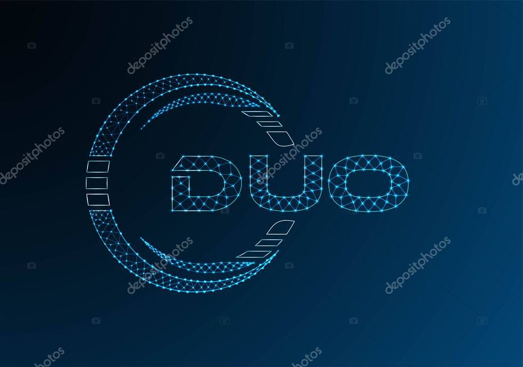 DUO low poly letter logo vector design. DUO lower poly logo design.